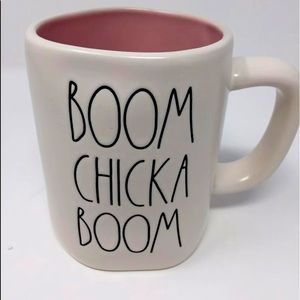Rae Dunn ’BOOM CHICKA BOOM’ Mug Pink Interior HTF